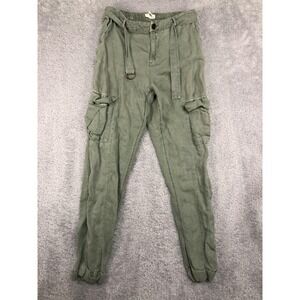 Nicole Miller Cargo Pants Womens Size M (29x29) Linen Blend High Rise Cuffed